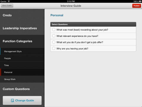 Johnson & Johnson Interview Guide for iPad