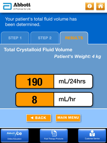 Abbott Animal Health I.V. Fluid Volume Calculator for iPad