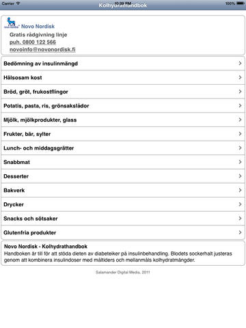 Kolhydrathandbok for iPad