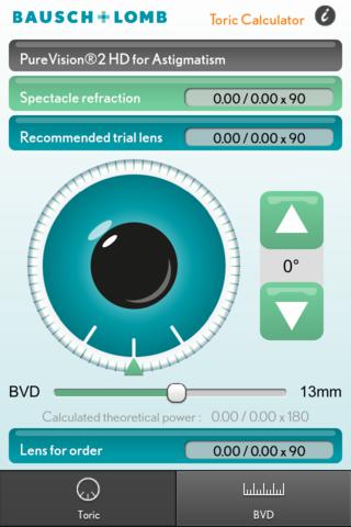 Contact Lens Toric eyeApp from Bausch & Lomb for iPhone