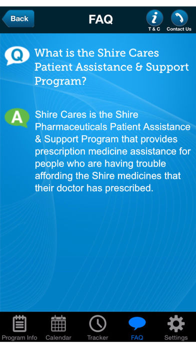 Shire Cares Mobile Application for iPhone