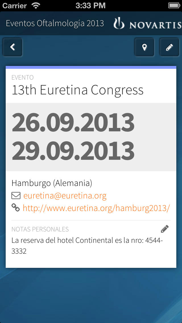 Calendario Congresos Oftalmología 2013 for iPhone