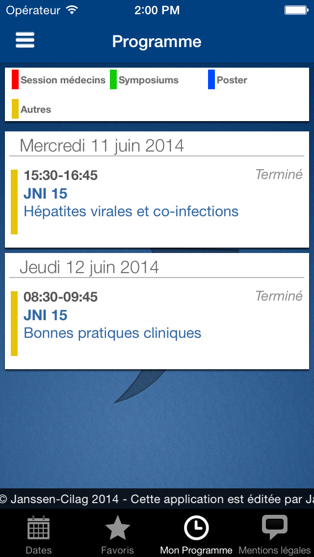 Calendrier des congrès et évènements Janssen en Virologie 2013 for iPhone
