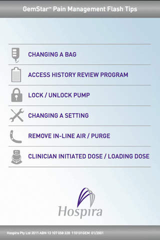 Hospira Tip Cards for iPhone