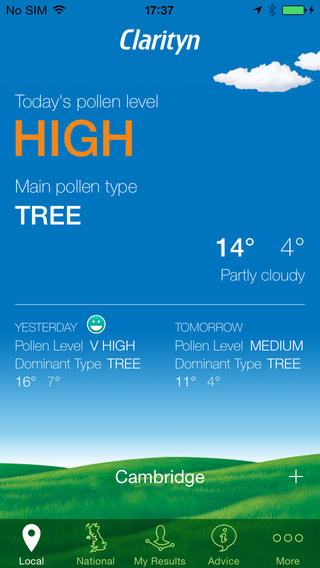Clarityn’s Pollen Forecast UK for iPhone