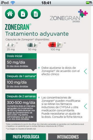 Zonegran Dosing App for iPhone - ES for iPhone