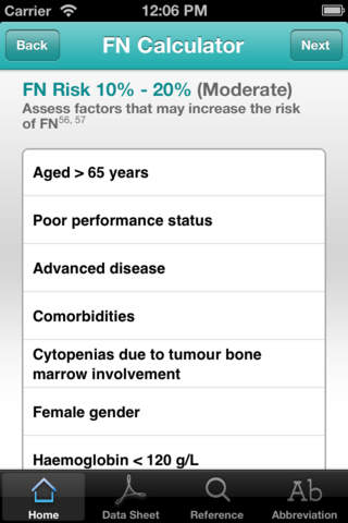 Febrile Neutropenia assessment guide for iPhone