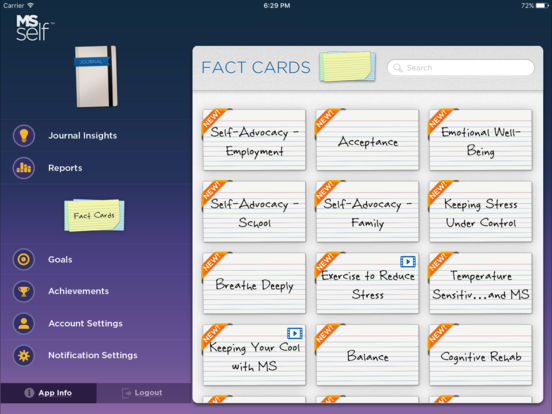 MS self – Multiple Sclerosis Mobile App for iPad