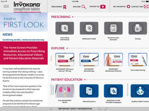 INVOKANA® (canagliflozin) HCP Central, Healthcare Provider Prescribing Tools, Information, and Patient Education Videos for iPad