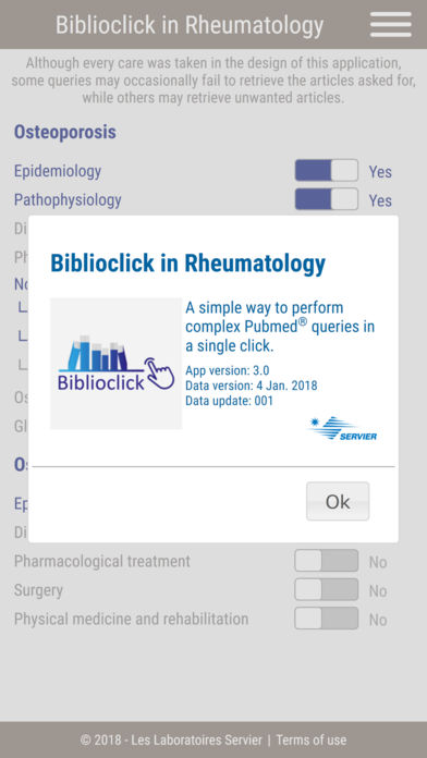 Biblioclick in Rheumatology for iPhone