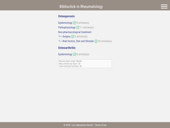 Biblioclick in Rheumatology for iPad