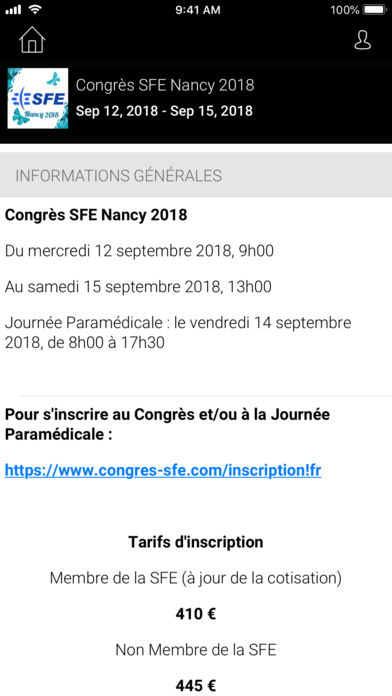 Congrès SFE Angers 2015 for iPhone