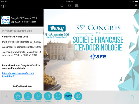 Congrès SFE Angers 2015 for iPad