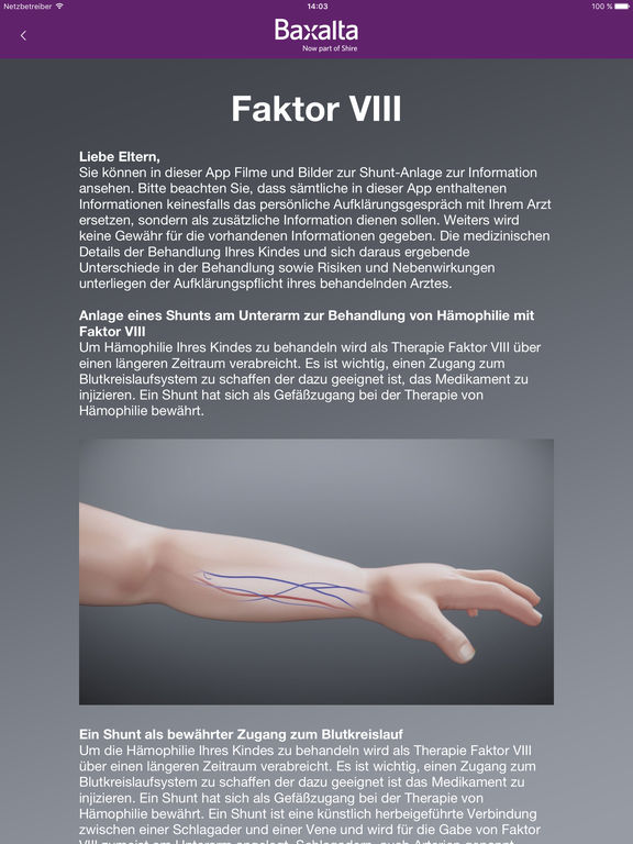 Faktor VIII Shunt for iPad