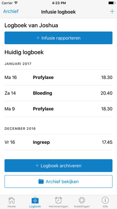 Helo! - Hemofilie logboek for iPhone