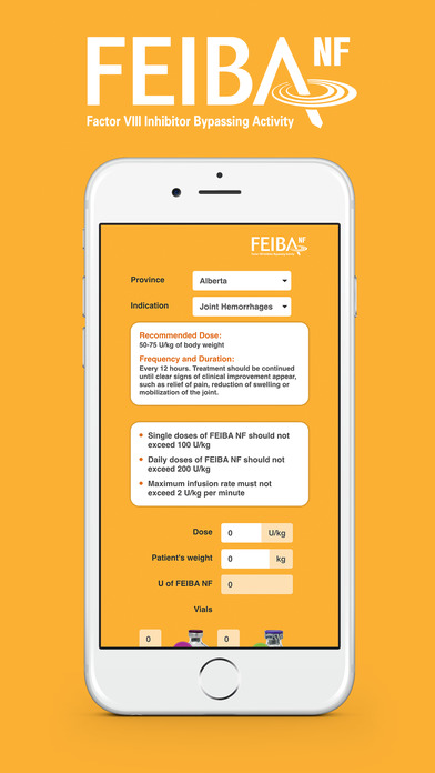 FEIBA Dosage Calculator for iPhone for iPhone