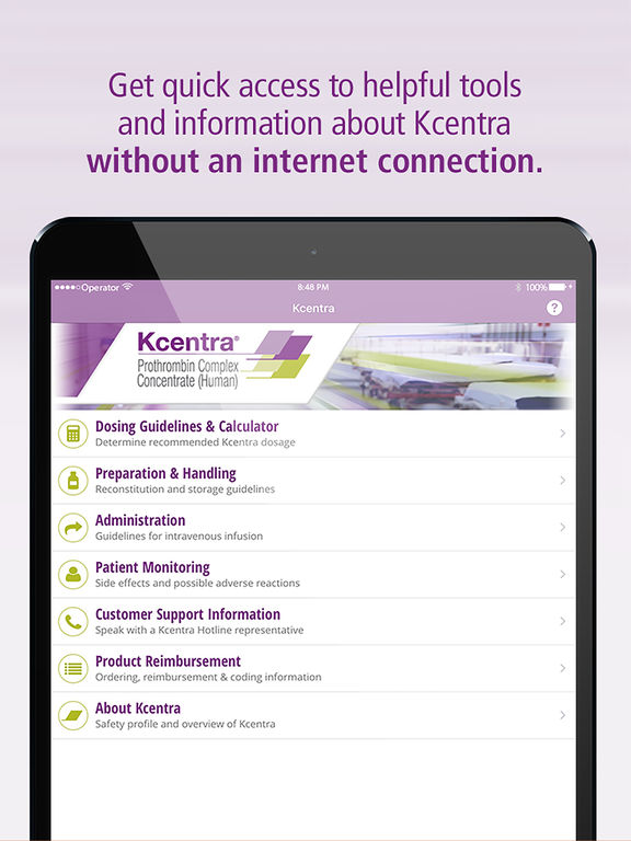 Kcentra Quick Guide for iPad