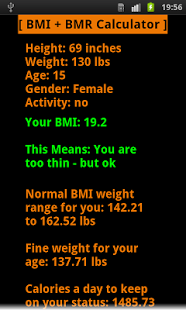 BMI + BMR diet calculator