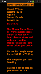 BMI + BMR diet calculator