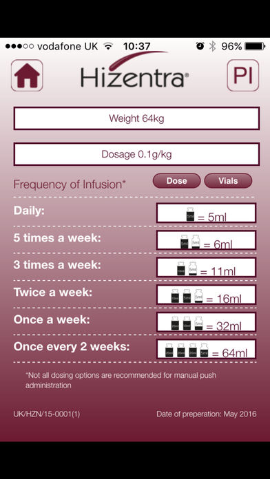 Hizentra Dose Calculator for iPhone