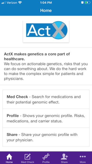 My ActX Genomic Profile for iPhone