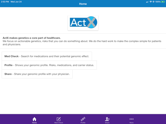 My ActX Genomic Profile for iPad