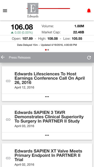 Edwards Investor Relations (IR) for iPhone
